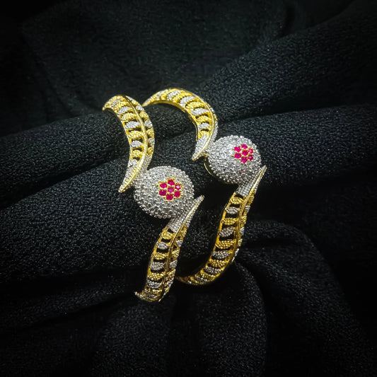 Indian One Carat Bangle Golden, Maroon & White